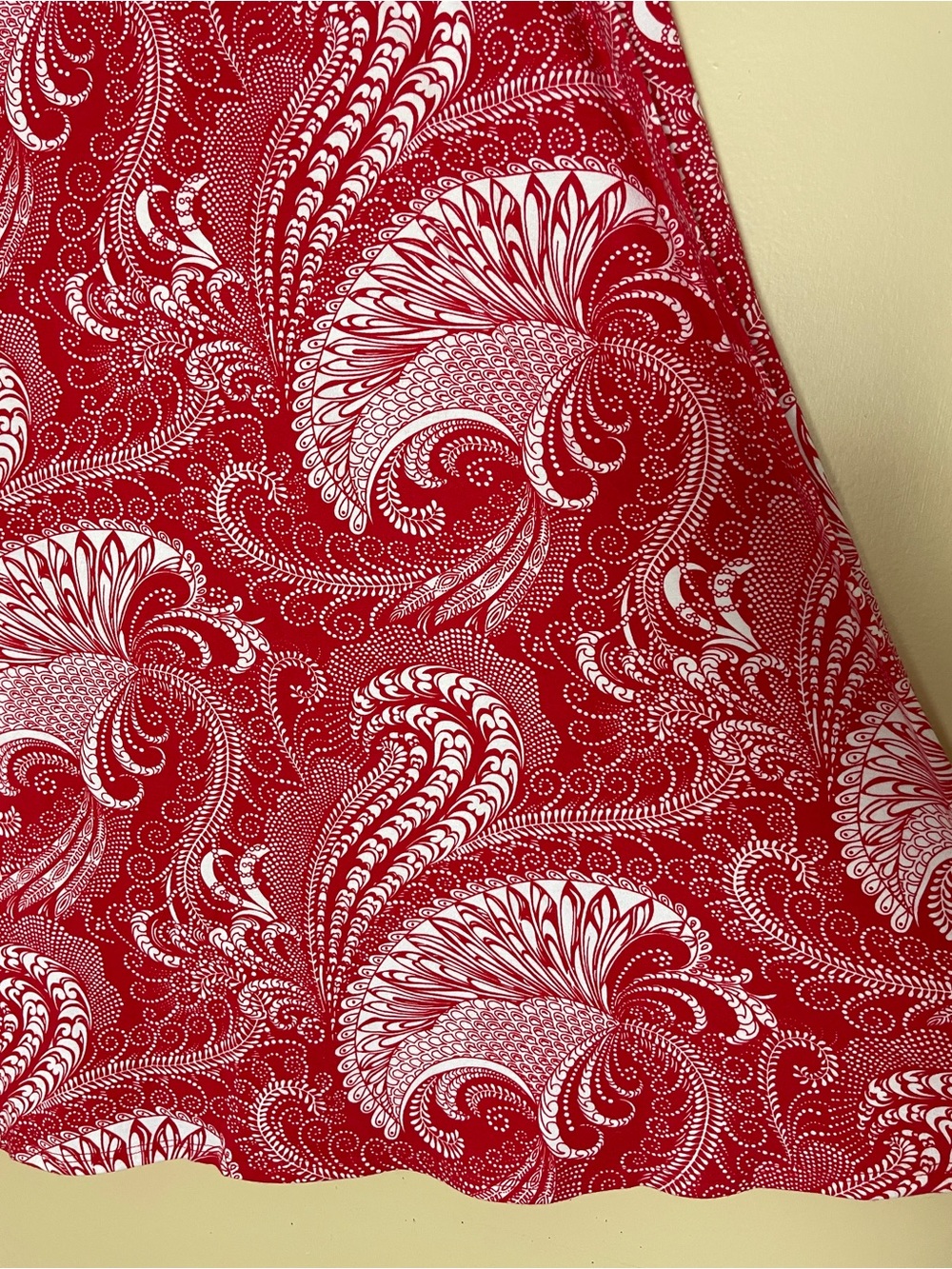 Talbots Red Paisley A-line Maxi Skirt Medium Pull On Elastic Waist - Picture 4 of 6